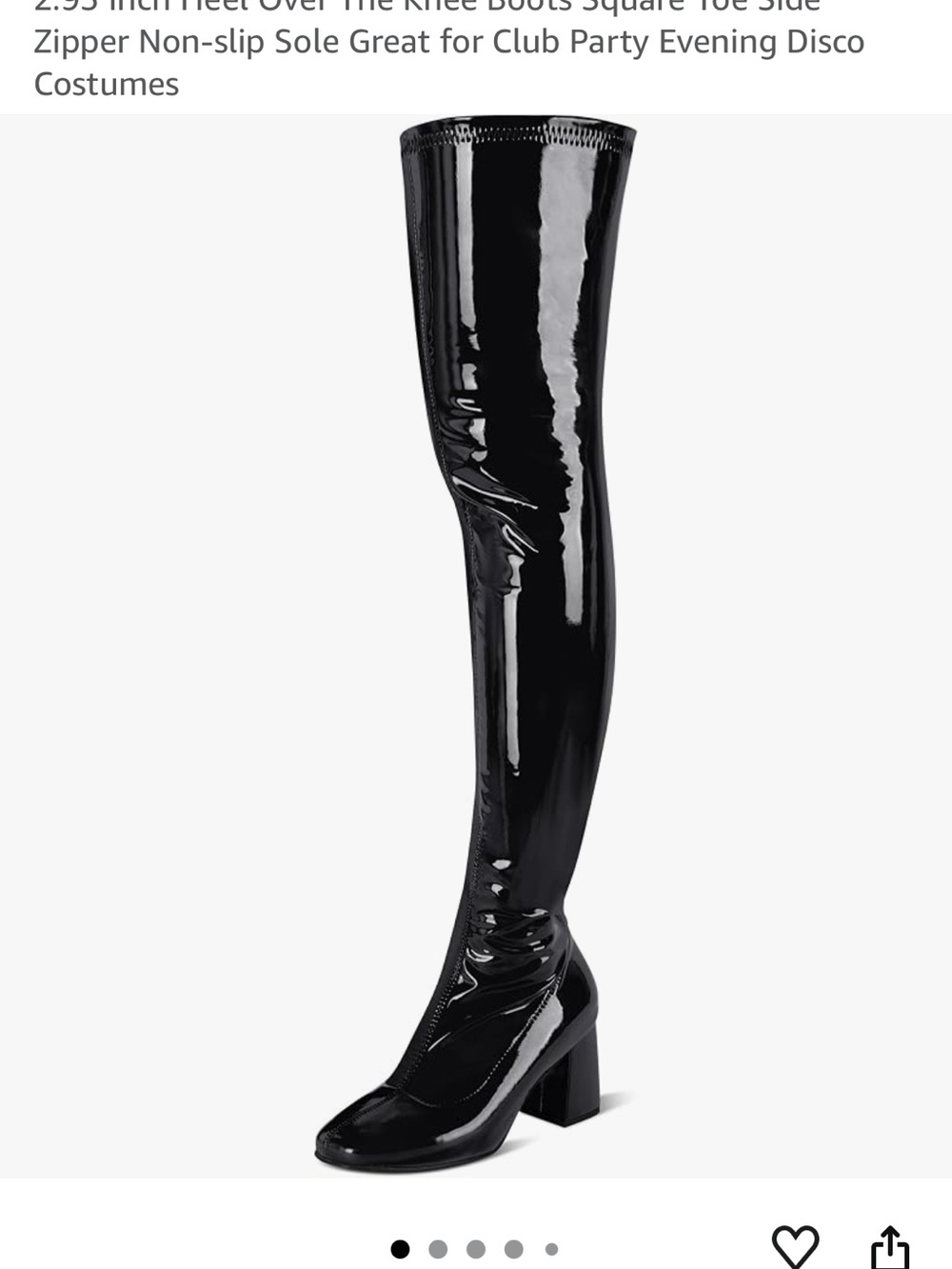 Patent Over-the-Knee Block Heel Boots - Black